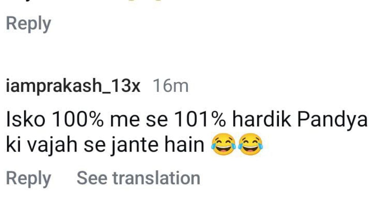 नताशा के वीडियो पर यूजर ने किया कमेंट (photo credit: instagram/instantbollywood)